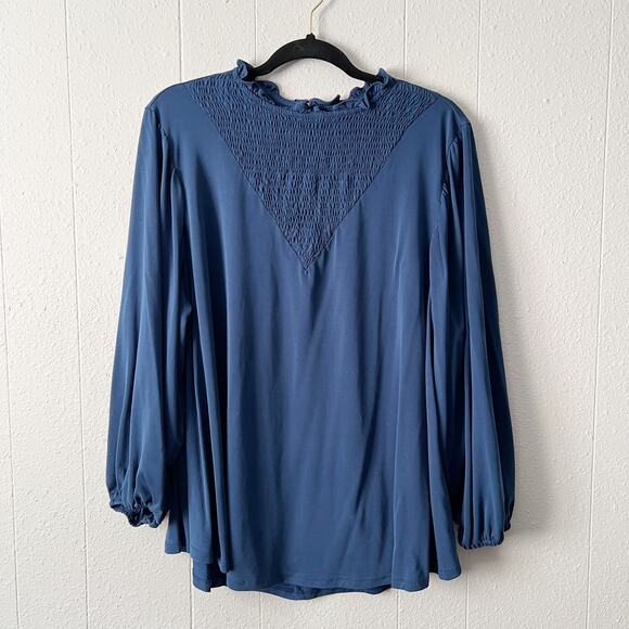 LuLaRoe Womens Top 2XL Puff Sleeves Smocked Relaxed Career Workwear Office Chic - Picture 1 of 11